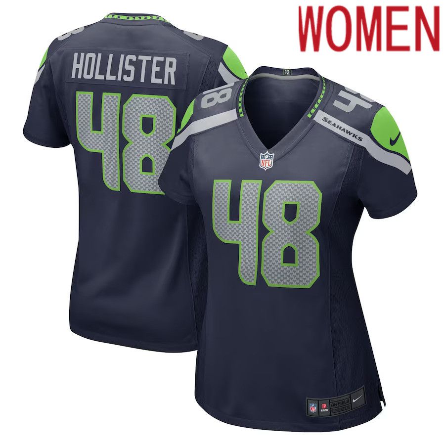 Women Seattle Seahawks 48 Jacob Hollister Nike College Navy Home Game Player NFL Jersey